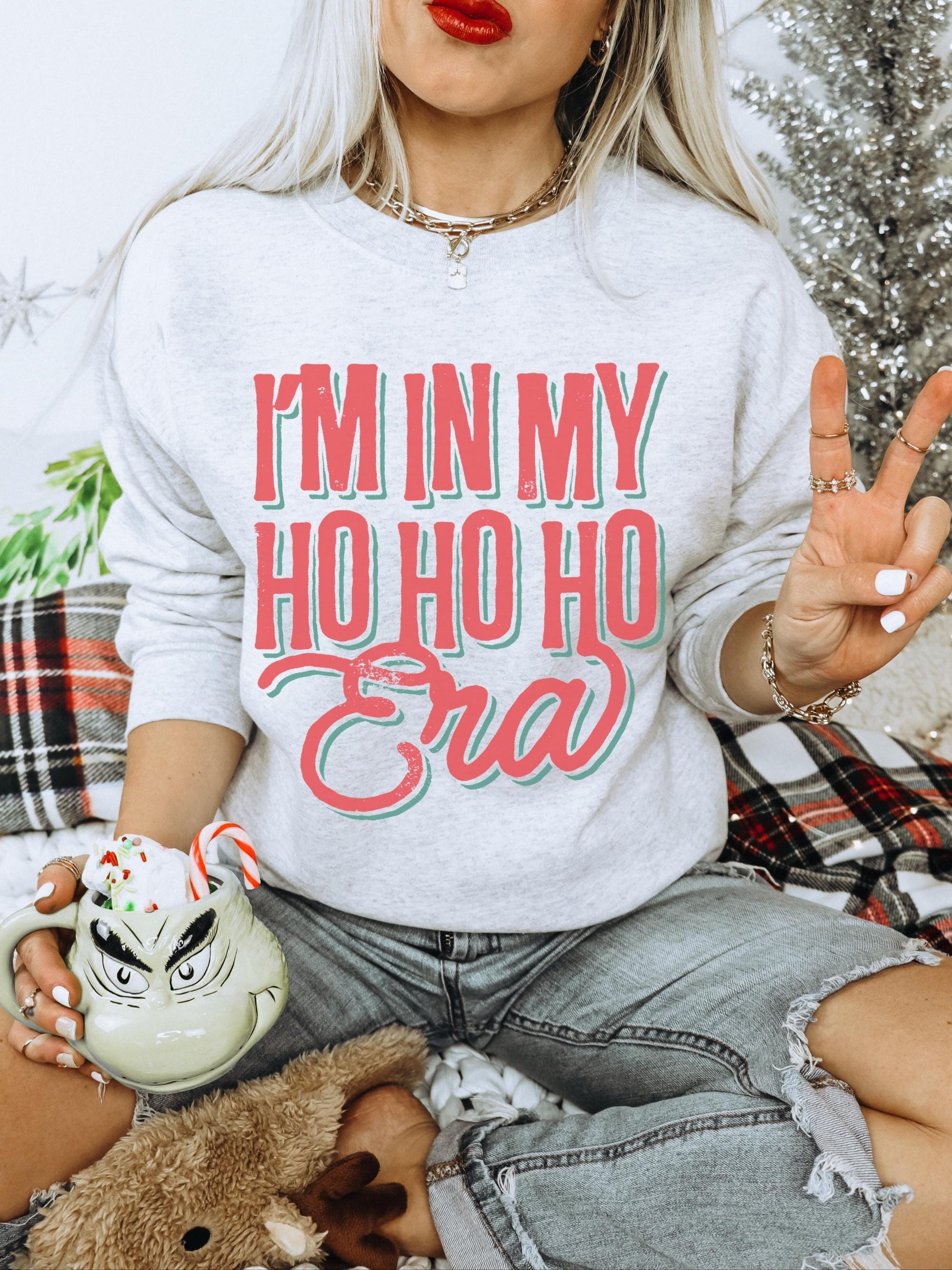Ho Ho Ho Sweatshirt, Retro Santa Sweatshirt, Christmas Era Sweatshirt, Holiday Party Shirt, Funny Xmas Sweater, Cute Christmas Sweatshirt