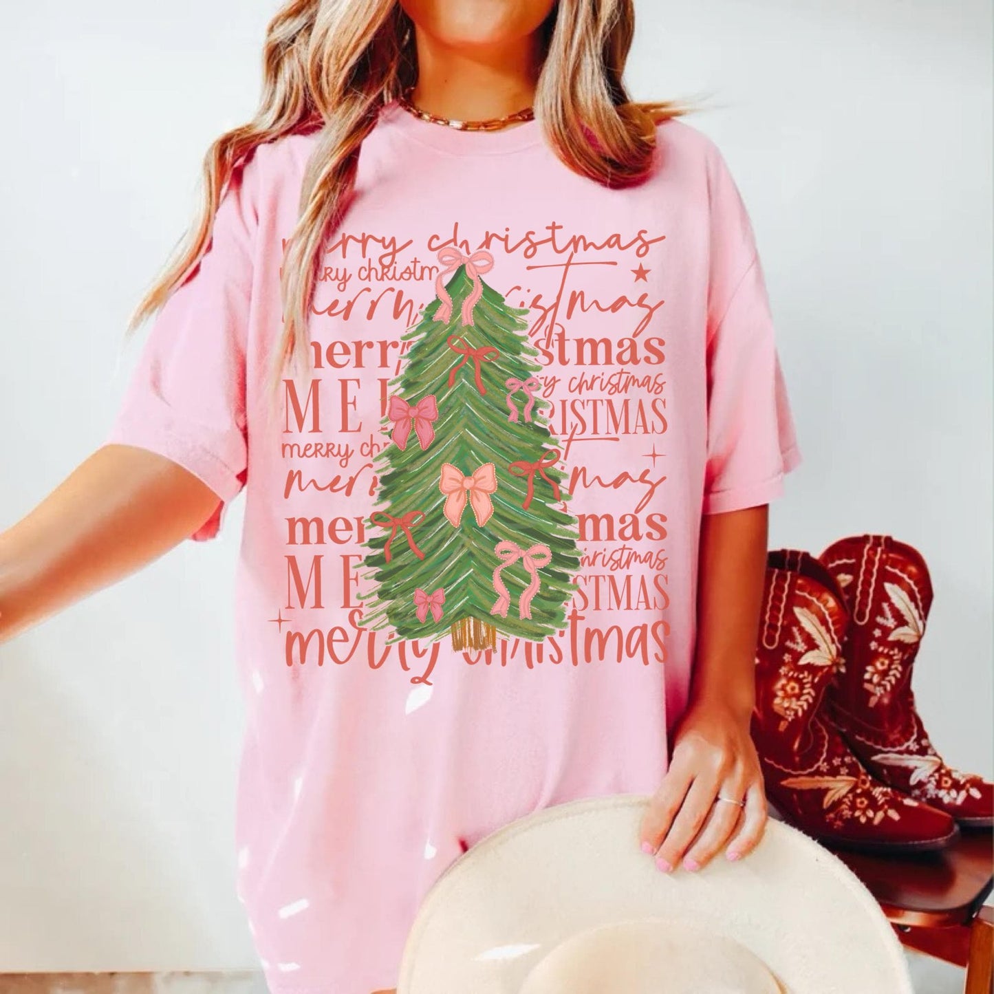 Merry Christmas Tree Shirt, Coquette Christmas Shirt, Christmas Tree Shirt, Cute Christmas Tee, Holiday Party Shirt, Trendy Christmas Shirt