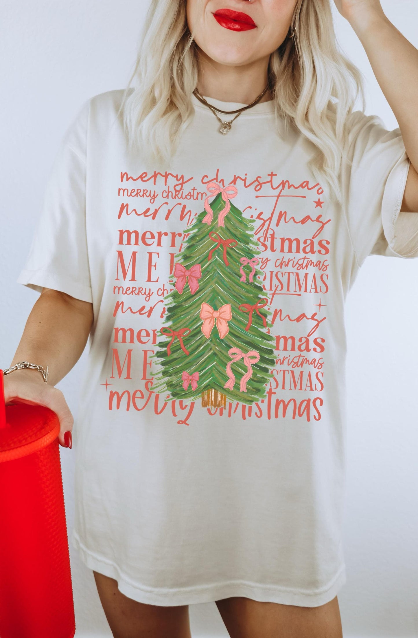 Merry Christmas Tree Shirt, Coquette Christmas Shirt, Christmas Tree Shirt, Cute Christmas Tee, Holiday Party Shirt, Trendy Christmas Shirt