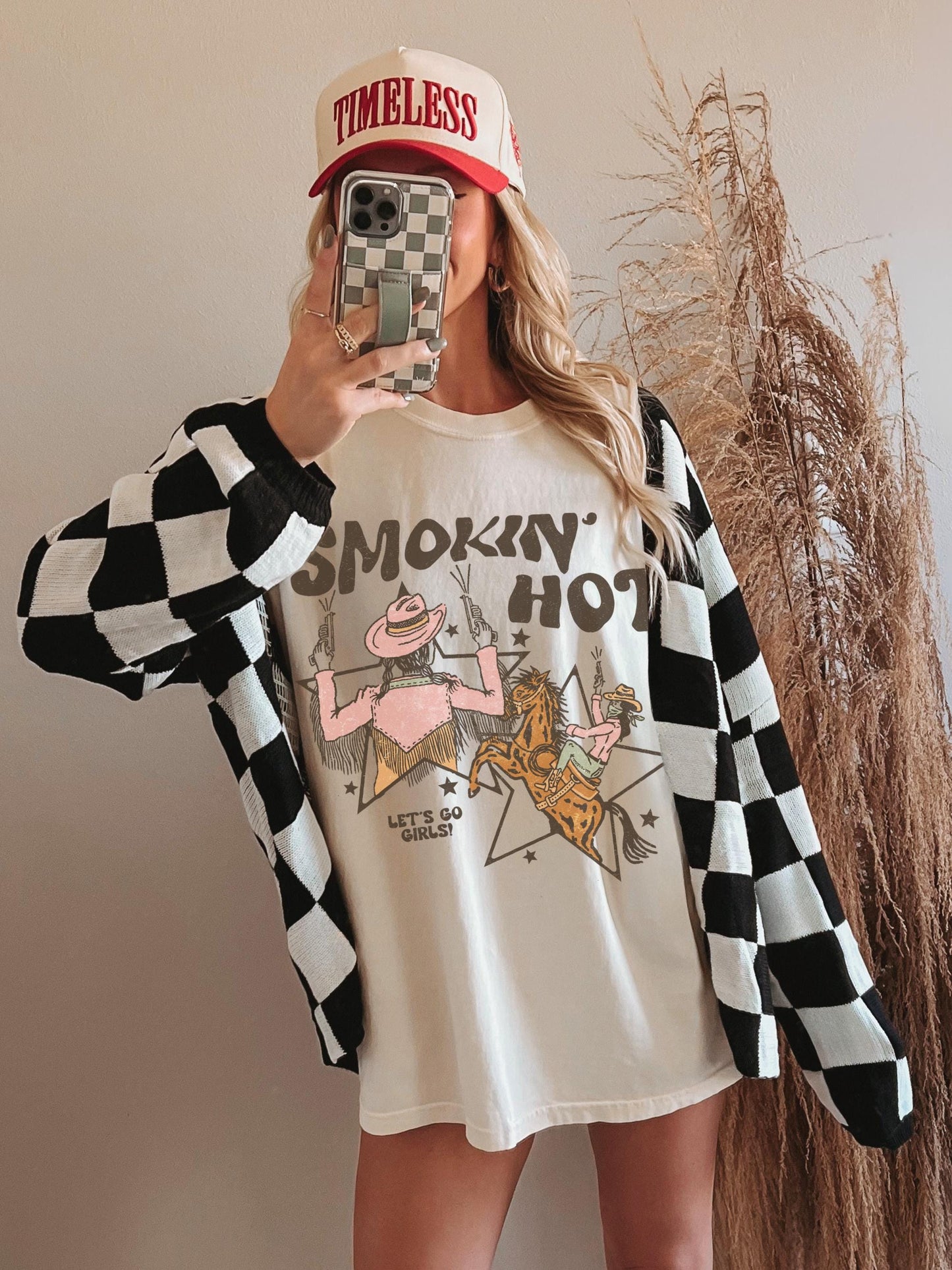 Smokin Hot Shirt, Lets Go Girls Shirt, Cowgirl Graphic Tee, 90s Country Shirt, Country Concert Shirt, Trendy Western Shirts, Cute Cowboy Tee
