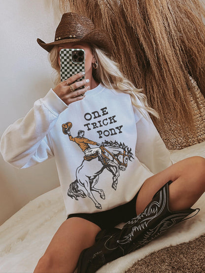One Trick Pony Shirt, Cowgirl Sweatshirt, Country Concert Shirt, Trendy Western Shirts, Wild West Rodeo, Cowboy Sweater, Western Crewneck