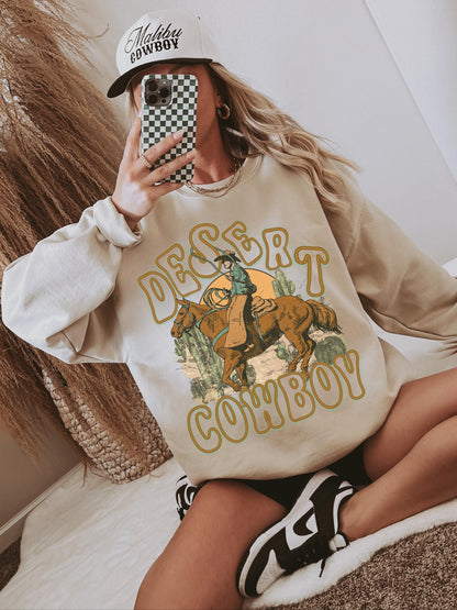 Desert Cowboy Sweatshirt, Cowgirl Sweatshirt, Country Concert Shirt, Trendy Western Shirts, Cowboy Crewneck, Country Girl Shirt, Rodeo Shirt