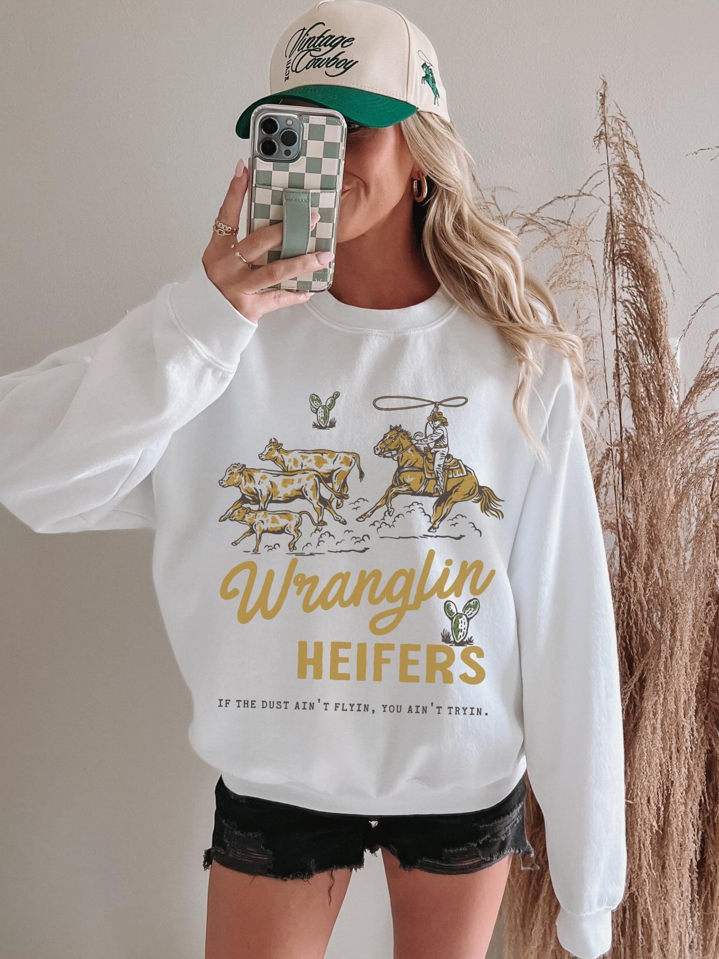 Wranglin Heifers Shirt, Cowgirl Sweatshirt, Country Concert Shirt, Trendy Western Shirts, Wild West Rodeo, Cowboy Sweater, Western Crewneck