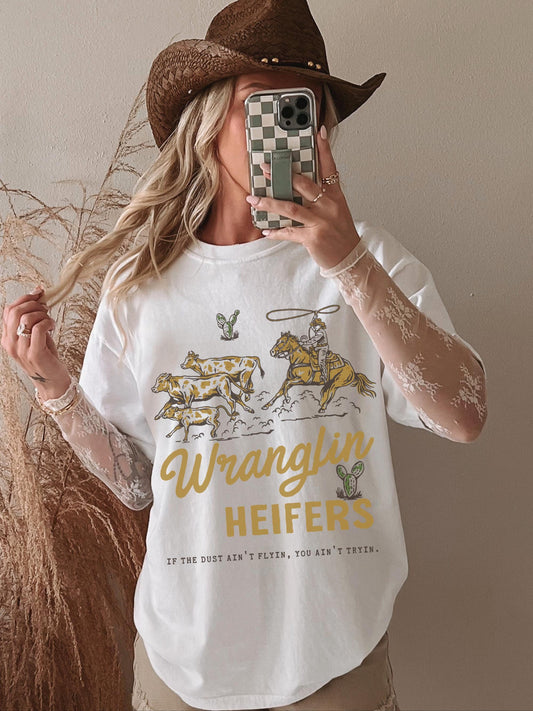 Wranglin Heifers Shirt, Western Graphic Tee, Cute Cowgirl Tshirt, Trendy Western Shirts, Wild West Rodeo, Country Girl Shirt, Cowboy Tees