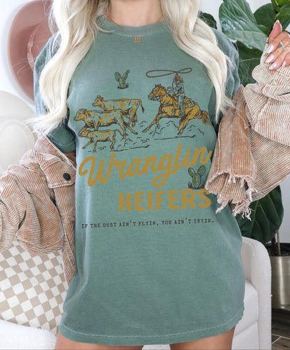 Wranglin Heifers Shirt, Western Graphic Tee, Cute Cowgirl Tshirt, Trendy Western Shirts, Wild West Rodeo, Country Girl Shirt, Cowboy Tees